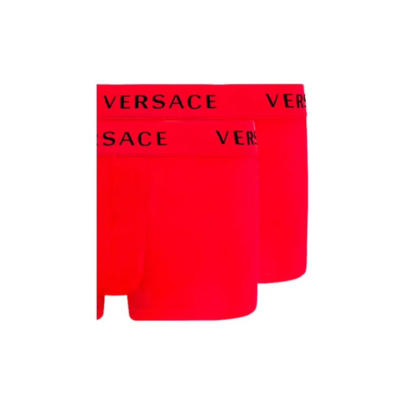 VERSACE Men's FW21 Logo Cotton Boxer Briefs 2 Packs Red-3