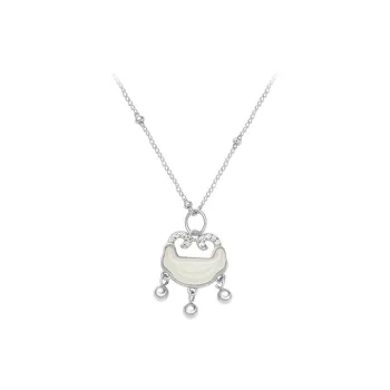 HAPPY BEAN Hetian Jade Necklaces Pale Greenish White Jade Women's
