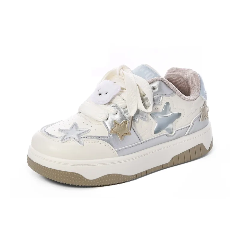 Lovely You Lightweight Low-Top Skateboard Shoes Women's Beige Silver-24