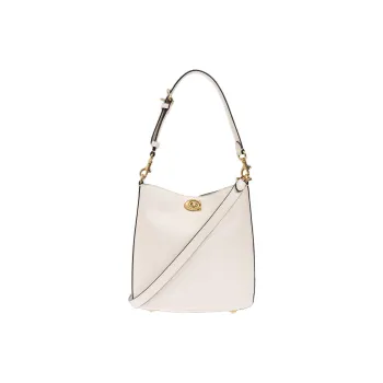 COACH Willow Leather Bucket Bag, Crossbody, One Shoulder Handbag Small Size Women's Cream