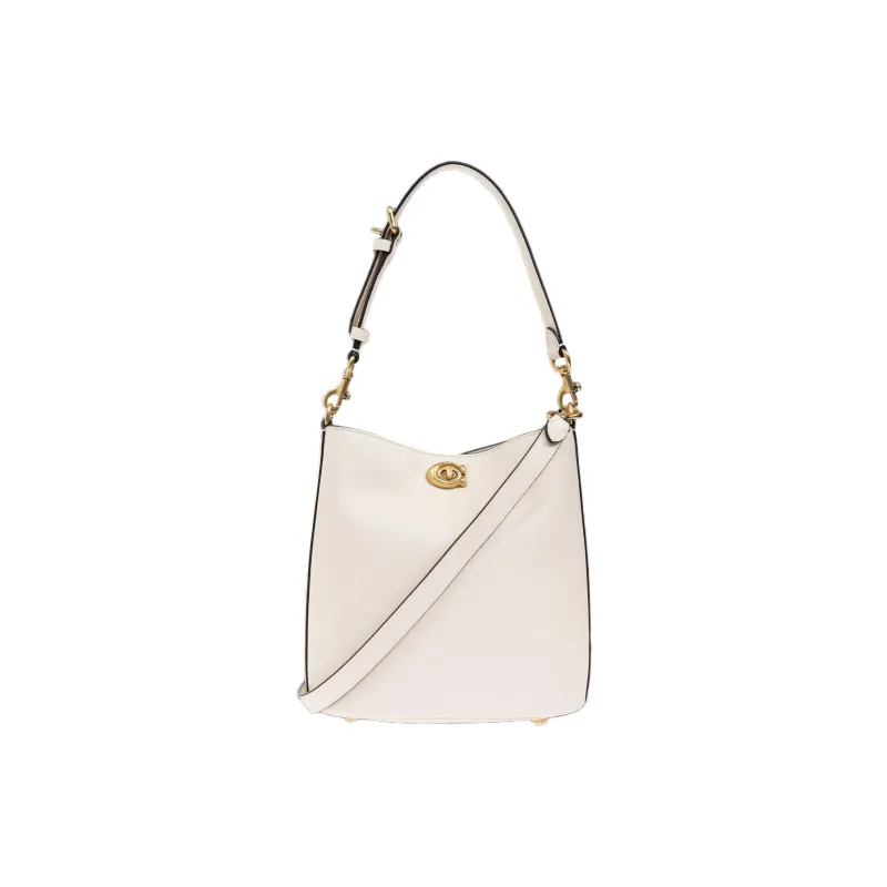 COACH Willow Leather Bucket Bag, Crossbody, One Shoulder Handbag Trumpets Women's Cream-0