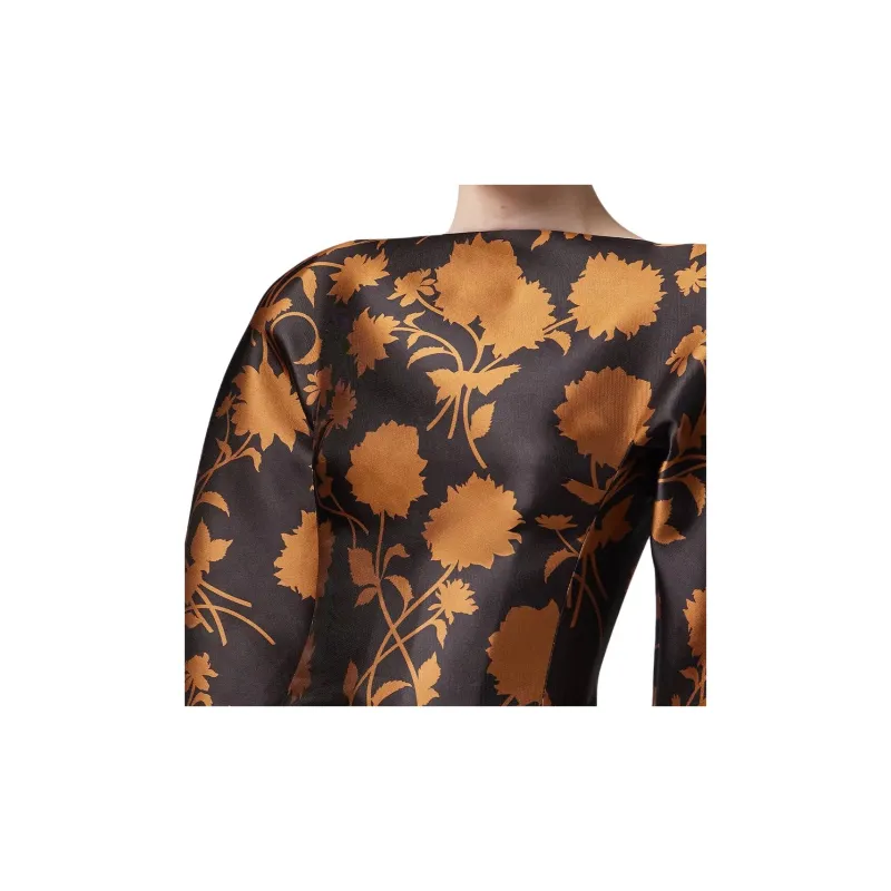 VERSACE Floral Silhouette Rounded Midi Dress-2