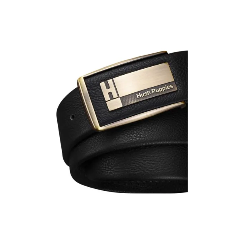 Hush Puppies Alloy Leather Belts Men's Black Width  3.8CM-1