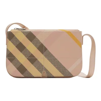 Burberry Snip Polyester With Cotton Shoulder Bag Women's Tea Bowl Color
