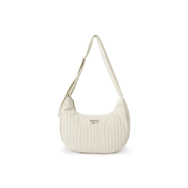 Reebok Fabric Shoulder Bag, Crossbody Bag, Crescent Bag Regular Women's Ecru/Black/Khaki-0