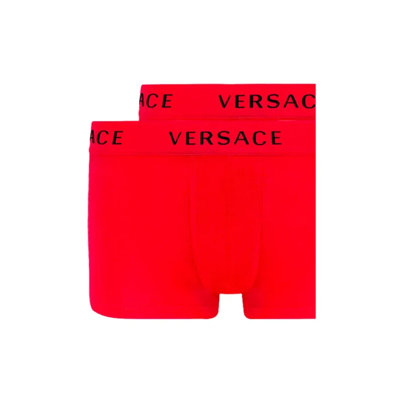 VERSACE Men's FW21 Logo Cotton Boxer Briefs 2 Packs Red-2