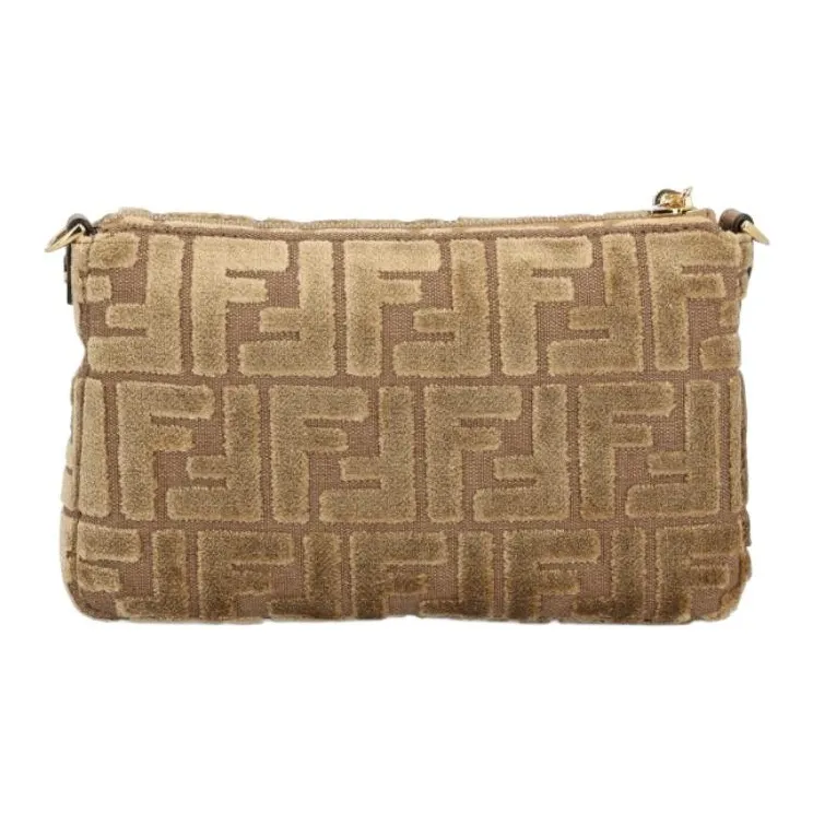 FENDI Velvet Clutch Women's Light Brown-1