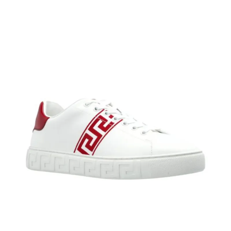 VERSACE Low Top Skateboard Shoes Women's White Red-2