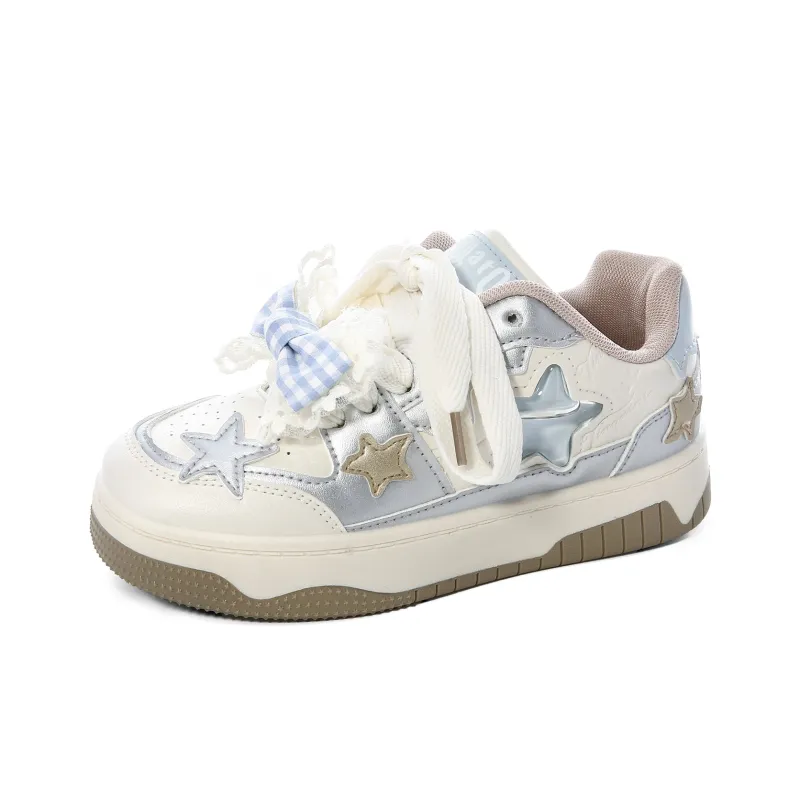 Lovely You Lightweight Low-Top Skateboard Shoes Women's Beige Silver-6