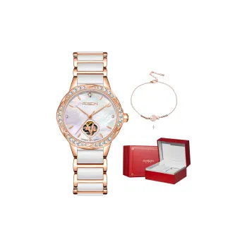 ROSDN Mechanical Movement Ceramic Strap Watch Women's Watch Mother of Pearl Color Watch Dial