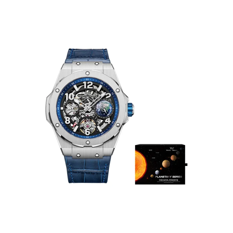Welly Merck Automatic Mechanical Movement Silicone Strap Watch Men's Watches Cut Out Dial-13