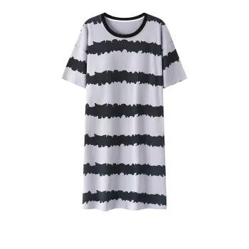 OEING Nightgown Women's Light Purple Stripes