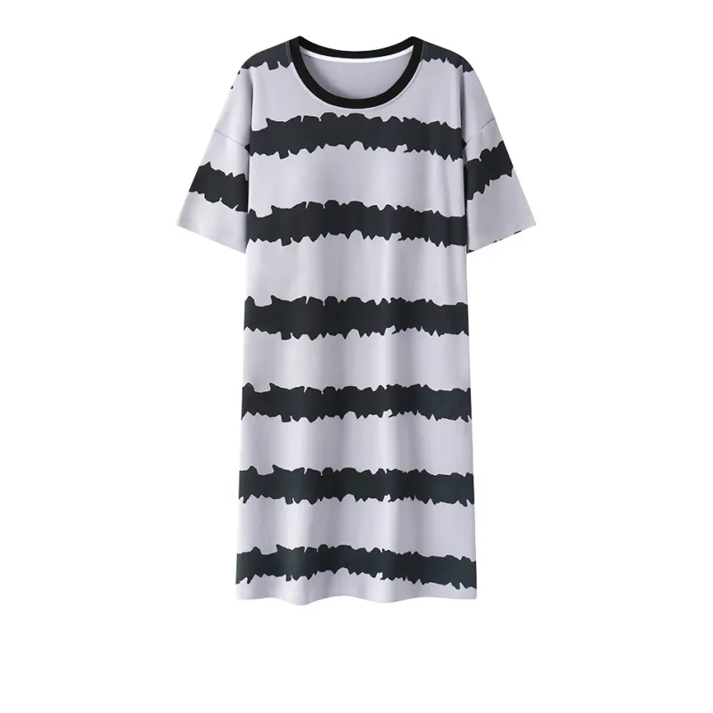 OEING Nightgown Women's Light Purple Stripes-0