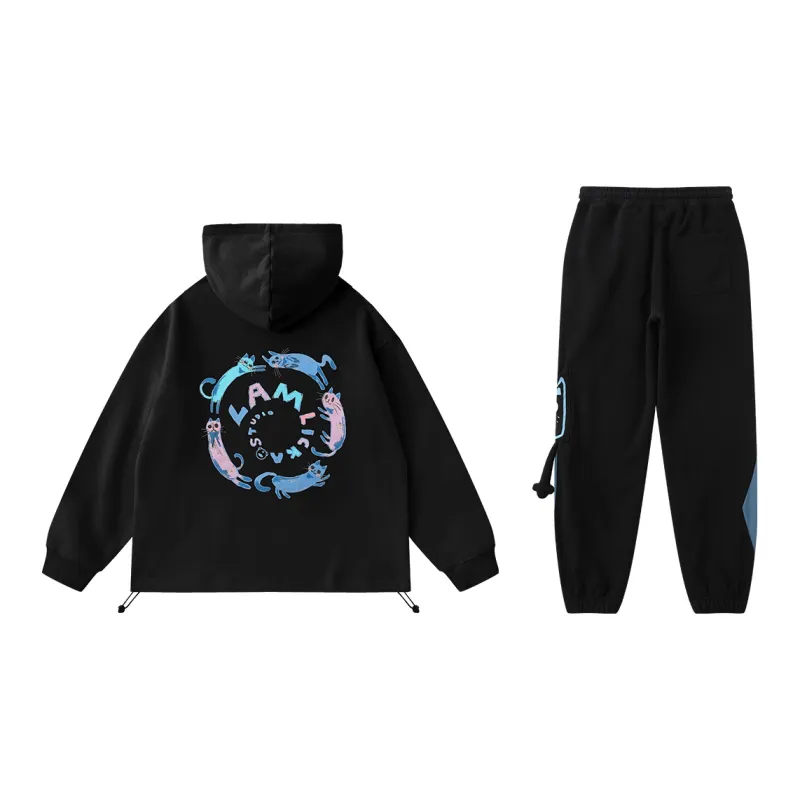 LAMLICKA Sweatshirt Set Unisex Black-1