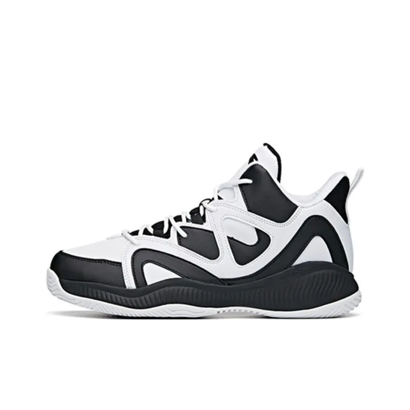 Anta Basketball Collection Cushioning Wear-Resistant Mid-Top Vintage Basketball Shoes Men's White Black-0