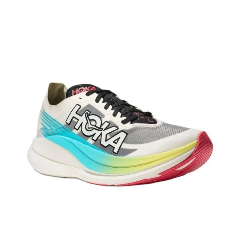 HOKA ONE ONE ROCKET X 2 Anti Slip Wear Resistant Low Top Casual Running Shoes Unisex White Gray Blue-2