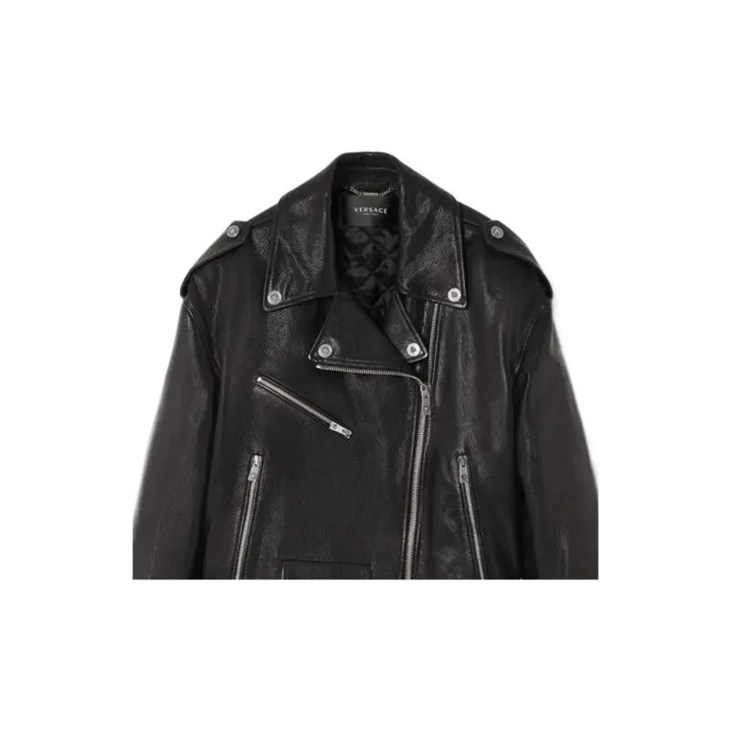 VERSACE FW22 Leather Jacket Women's Black-4