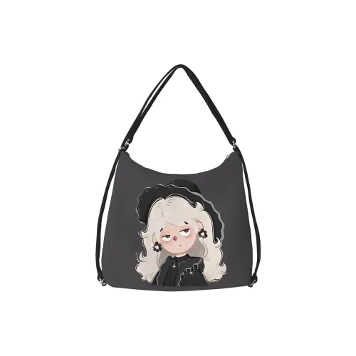 AOSONG Suede Tech Fabric Shoulder Bag Crossbody Bag Medium Size Women's Black