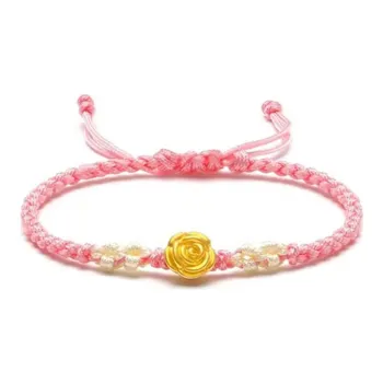 ZHIAIYONGHENG Artistic Style Soft Feature Rose Woven Solid Gold Fixed Price Gold Bracelet Women's