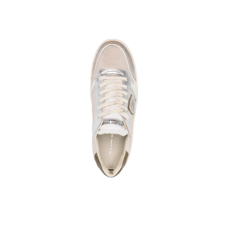PHILIPPE MODEL Nice Low Top Skateboard Shoes Men's Beige-4
