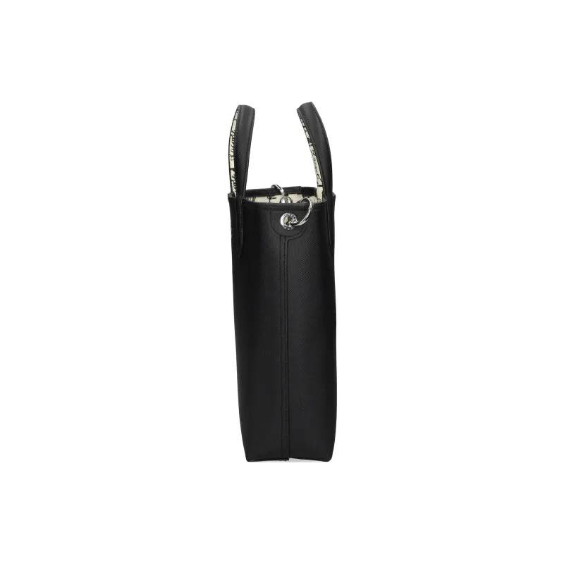 LACOSTE PVC Tote Bag Shopping Bag Handbag Medium Size Women's Black & Ecru-5