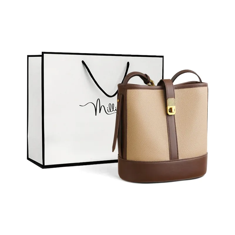 MILLIE'S Cow Leather Underarm Shoulder Bag, Crossbody Bag Regular Women's Apricot & Brown-2