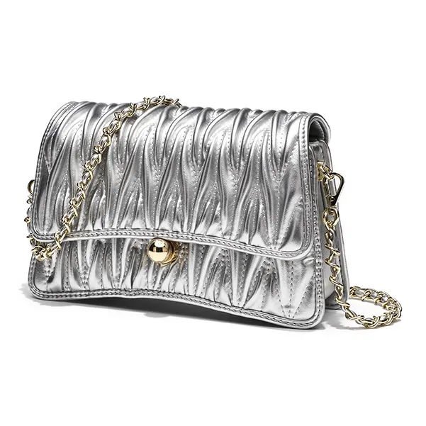 Vigno Synthetic Leather Shoulder Bag Women's Crystal Pink/Ecru/Silver/Black-15