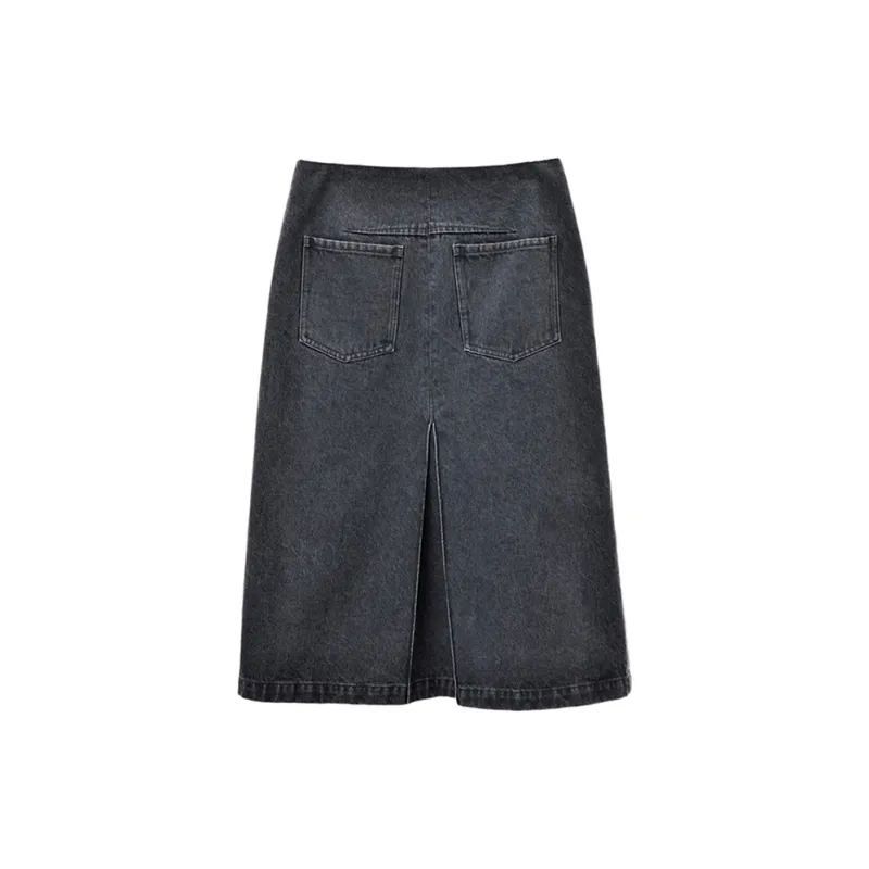 SINBOS Denim Long Skirt Women's Blue Gray-1