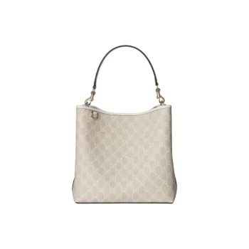 GUCCI GG Emblem GG Monogram Coated Canvas One Shoulder Handbag Trumpets Women's Beige & White