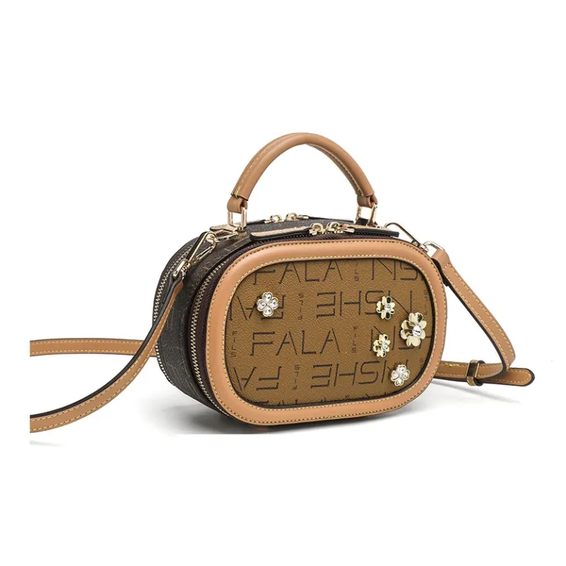 Vigno Synthetic Leather Shoulder Bag Crossbody Bag Handbag Regular Women's Brown/Ecru/Coffee-2
