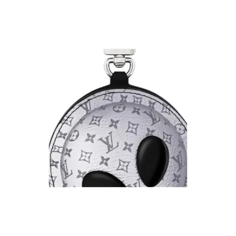 LOUIS VUITTON Leather Bag Charm Bag Merch Men's Silver & Black-3