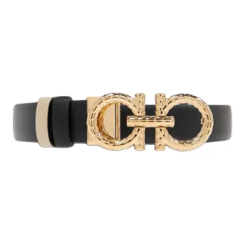 FERRAGAMO Leather Leather Belts Women's Black Width  2.5CM
