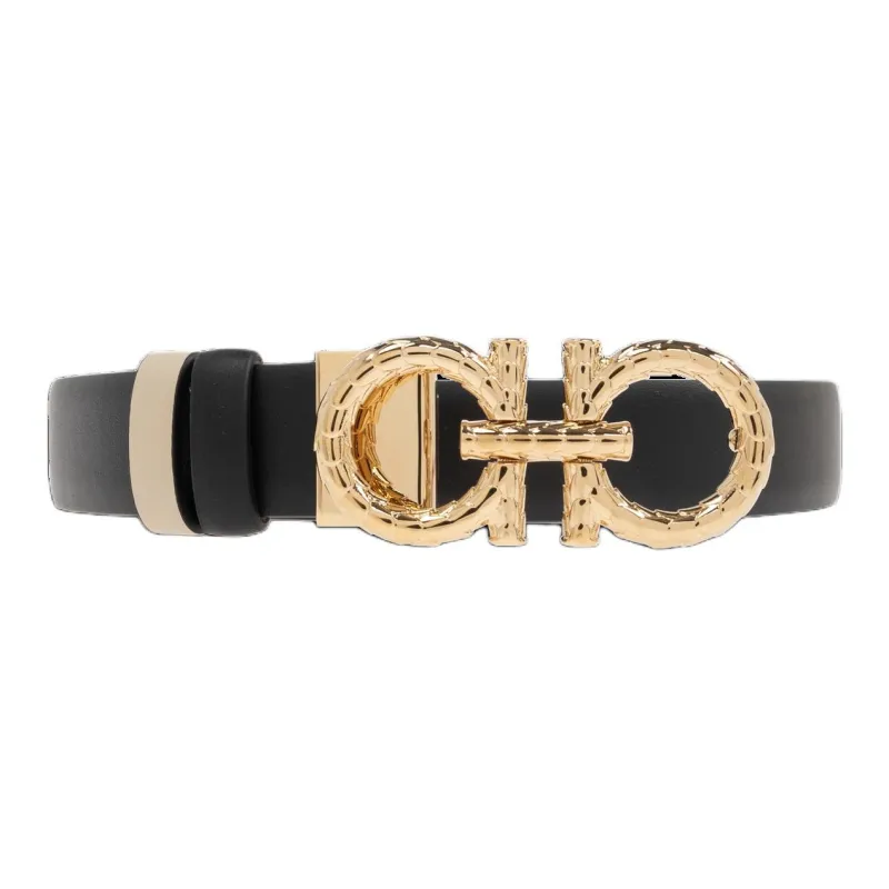 FERRAGAMO Leather Leather Belts Women's Black Width  2.5CM-0