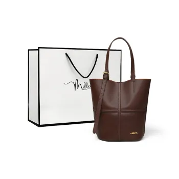 MILLIE'S Cow Leather Shoulder Bag Regular Women's Coffee/Cookie