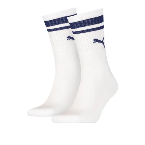 PUMA Unisex Crew Heritage Stripe Socks 2 Pack Knee-High Socks Unisex 2 Pack White