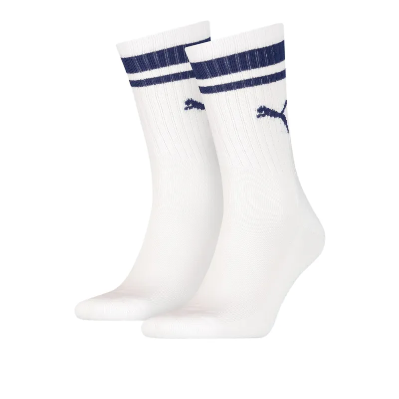 PUMA Unisex Crew Heritage Stripe Socks 2 Pack Knee-High Socks Unisex 2 Pack White-0
