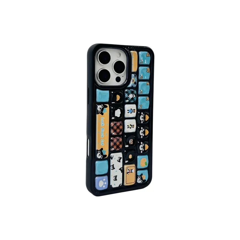 Wei Xin TPU Material Black Lucky Cat Phone Cases Compatible With IPhone 16/15 Pro Max/Apple 13/14 Pro/Max-2