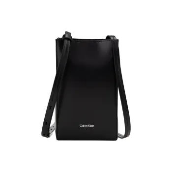 CALVIN KLEIN Cow Leather Crossbody Cell Phone Pouch Medium Size Women's Space Black