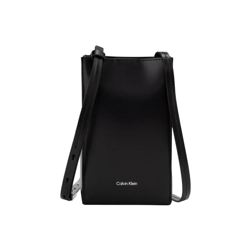 CALVIN KLEIN Cow Leather Crossbody Cell Phone Pouch Medium Size Women's Space Black-0