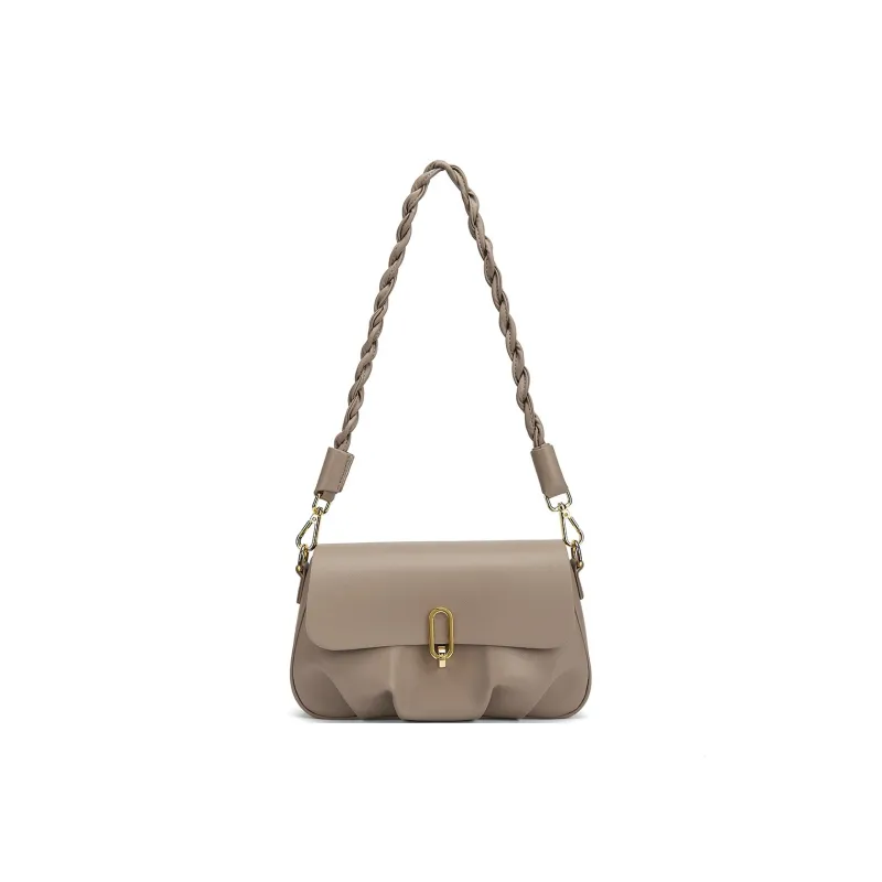 FAIRWHALE Synthetic Leather Shoulder Bag Women's Ecru/Milk Tea Beige-6