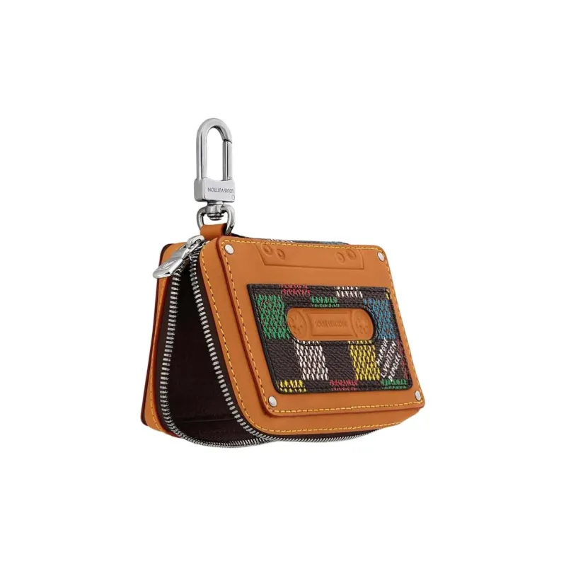 LOUIS VUITTON Leather Coin Purse Unisex Brown-1