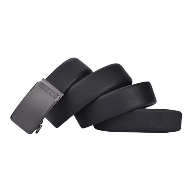 Hush Puppies Zinc Alloy Leather Belts Men's Black Width 3.5CM-1