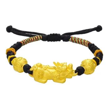 ZHIAIYONGHENG Vintage Dominant Auspicious Wealth And Fortune Bead Pi Xiu Solid Gold Fixed Price Gold Bracelet Unisex