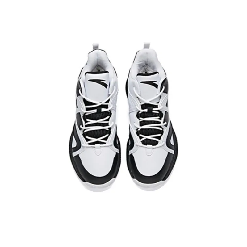 Anta Basketball Collection Cushioning Wear-Resistant Mid-Top Vintage Basketball Shoes Men's White Black-4