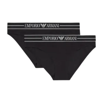 EMPORIO ARMANI Two pack Of Asv Organic cotton Thongs With Logo Waistband