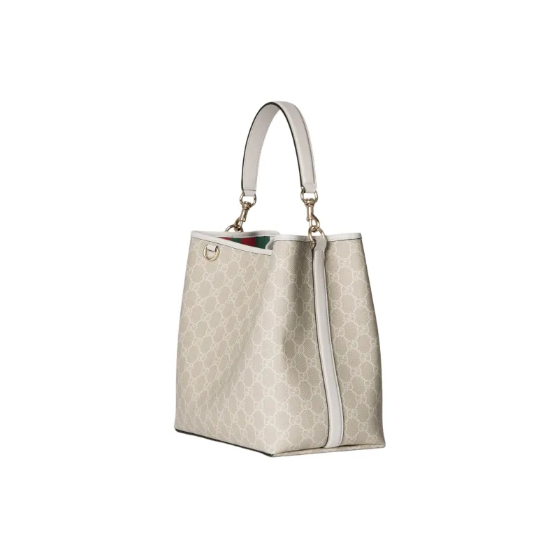 GUCCI GG Emblem GG Monogram Coated Canvas One Shoulder Handbag Trumpets Women's Beige & White-1