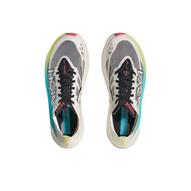 HOKA ONE ONE ROCKET X 2 Anti Slip Wear Resistant Low Top Casual Running Shoes Unisex White Gray Blue-4