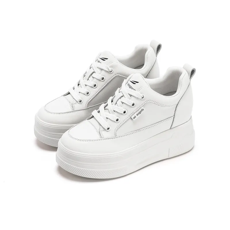 RED DRAGONFLY Platform Shoes Height Increasing Lightweight Low-Top Casual Shoes Women's White Black-9