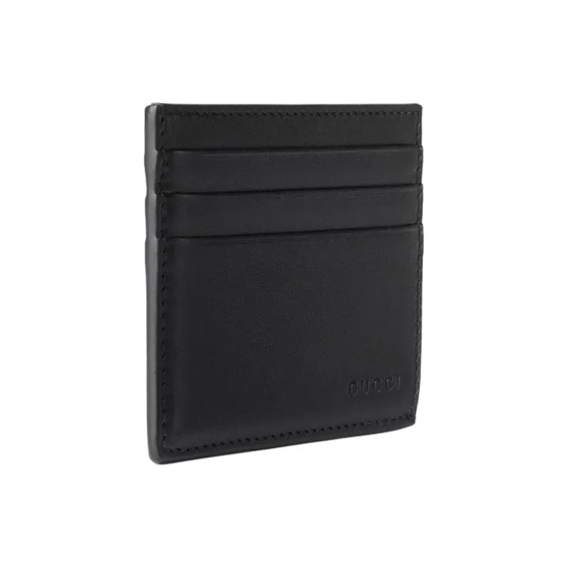 GUCCI GG Emblem Leather Card Holder Men's Black-1