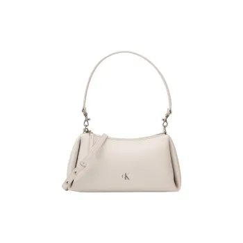 CALVIN KLEIN Blended Material Shoulder Bag Medium Size Women's Moon White